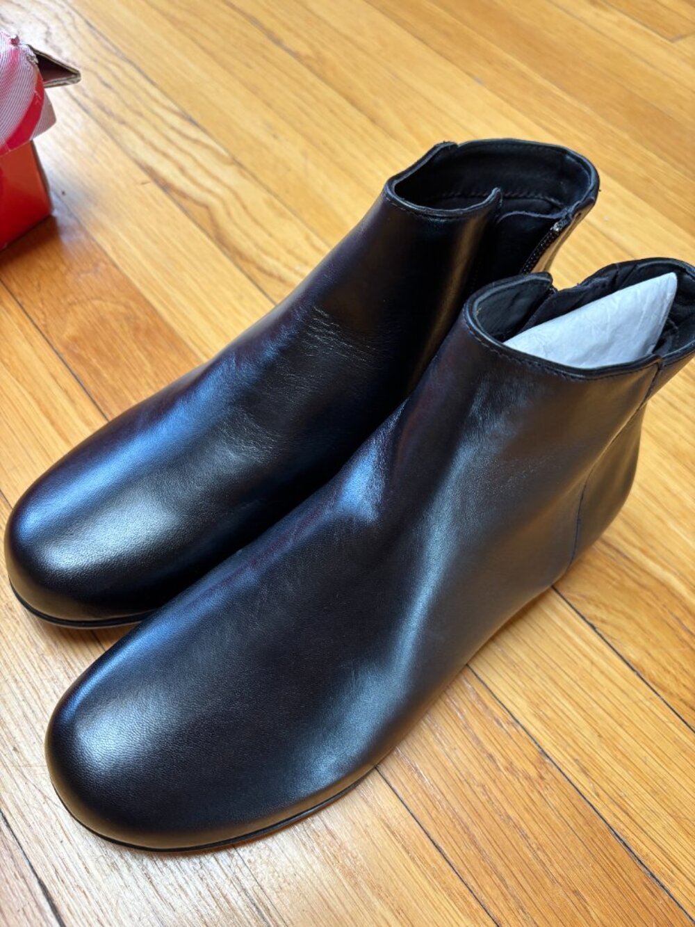 Ezra by Ros Black Leather Bootie with sidezip